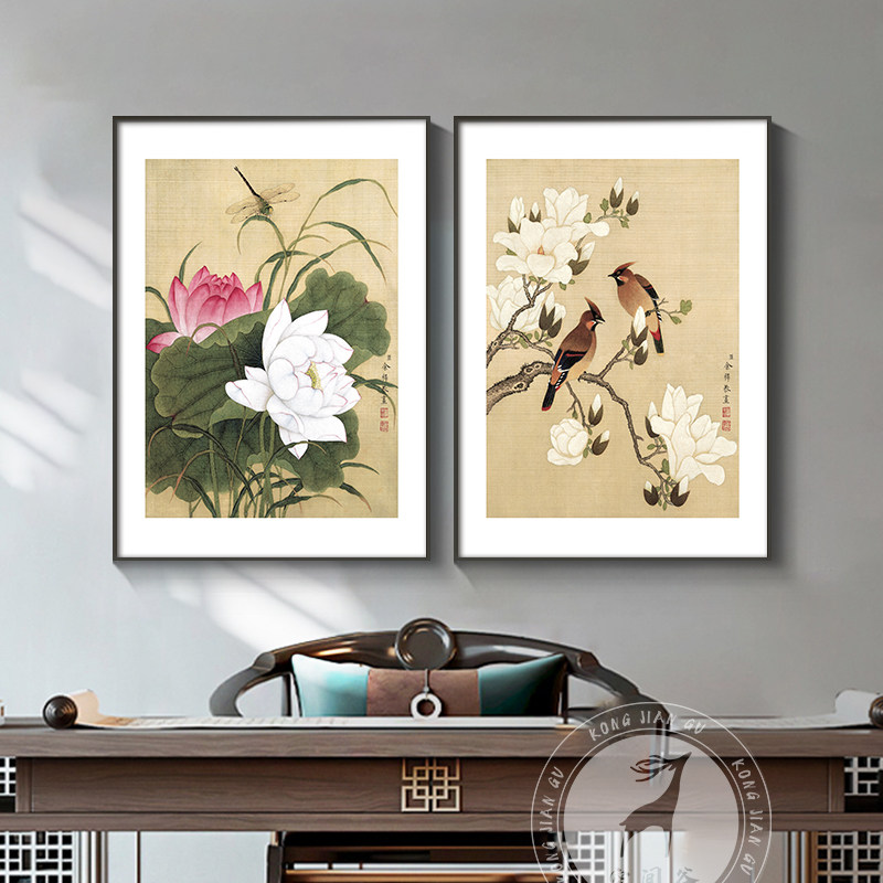 中式客厅挂画花鸟国画书房茶室背景墙壁画餐厅玄关办公室装饰画,家居饰品,现代装饰画,淘宝优惠券,粉丝福利购,淘宝优惠卷