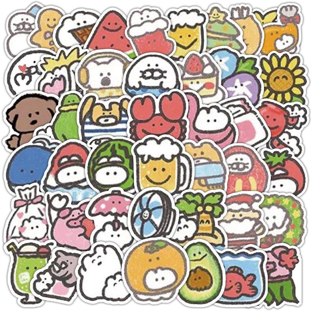 蜡笔可爱简笔画贴纸Q版小物品创意插画贴图diy手机电脑笔记本装饰