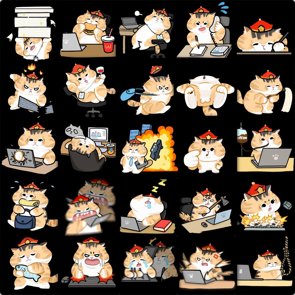 59张御膳猫贴纸可爱卡通动画装饰手机壳水杯电脑桌面防水贴画diy