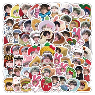 103张蔡徐坤大头贴纸可爱卡通明星周边女孩儿童装饰行李箱防水贴