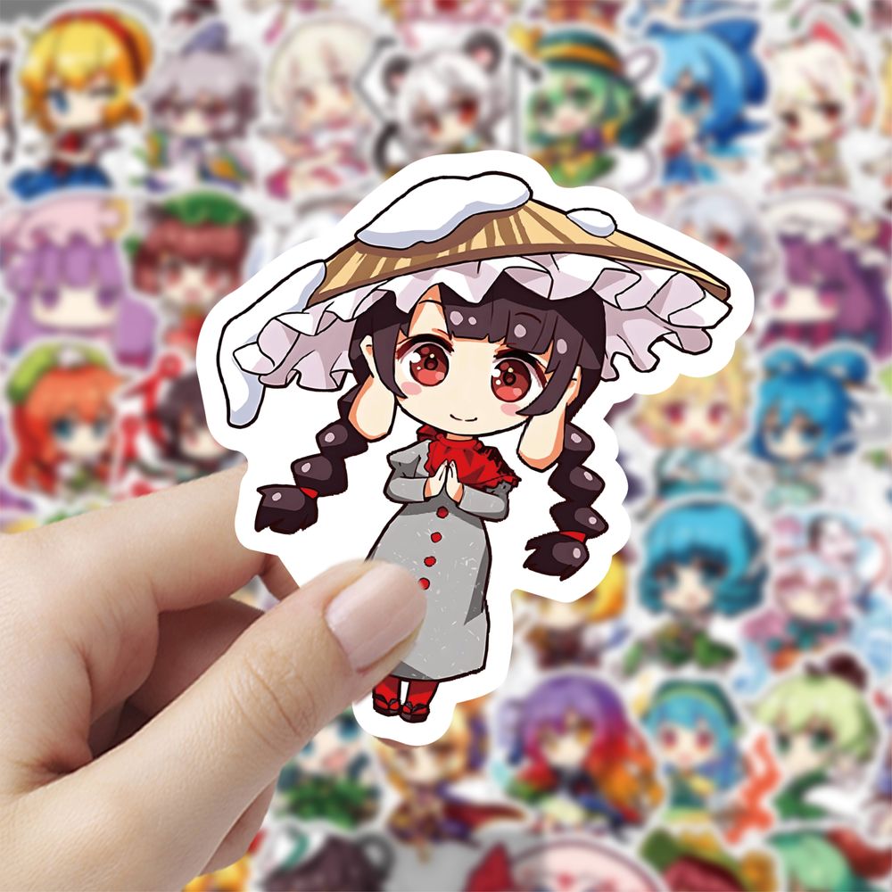 60张东方project贴纸可爱卡通动漫人物装饰手机壳电脑桌面防水diy