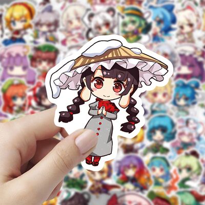 60张东方project贴纸可爱卡通动漫人物装饰手机壳电脑桌面防水diy