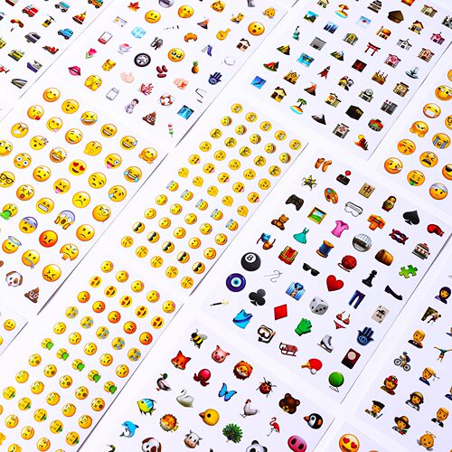 18张Emoji表情包贴纸微信小表情翻白眼流汗黑脸装饰水杯防水贴画