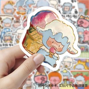 103张波特莱尔贴纸卡通可爱小羊Q版女孩儿童装饰水杯手账防水贴画