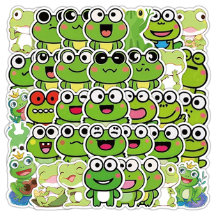60张青蛙简笔画贴纸卡通可爱Q版人物装饰手机壳笔记本防水贴画diy