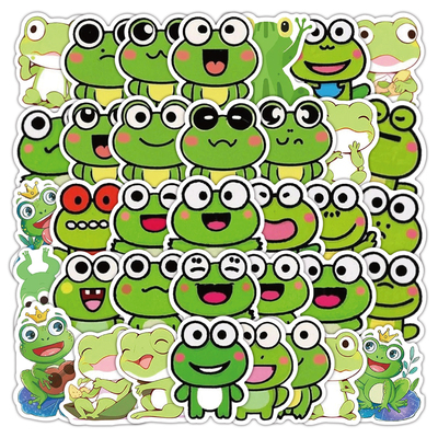 60张青蛙简笔画贴纸卡通可爱Q版人物装饰手机壳笔记本防水贴画diy