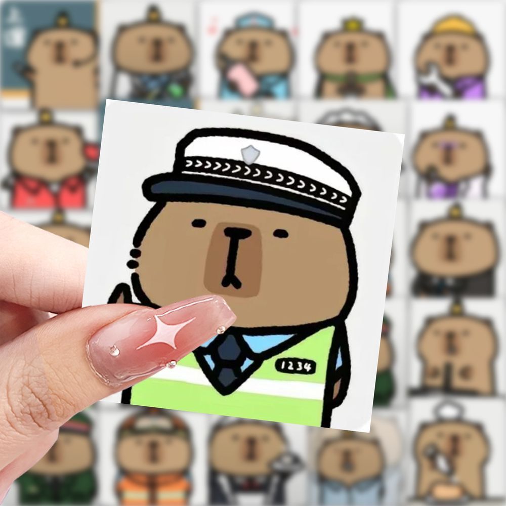 118张可爱卡皮巴拉动物水豚表情贴纸搞笑沙雕手机diy手账防水贴画