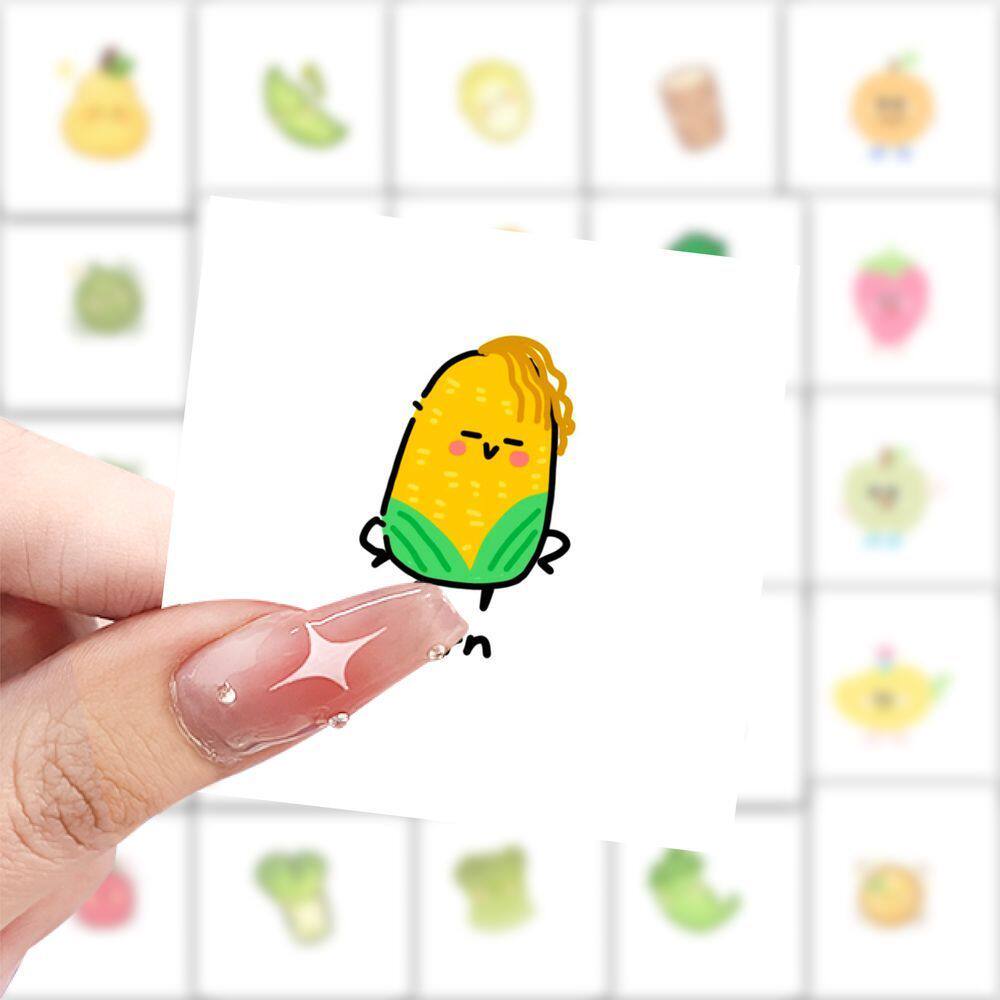 175张果蔬卡通图案系列贴纸可爱6玉米白菜贴画手机手账装饰贴纸