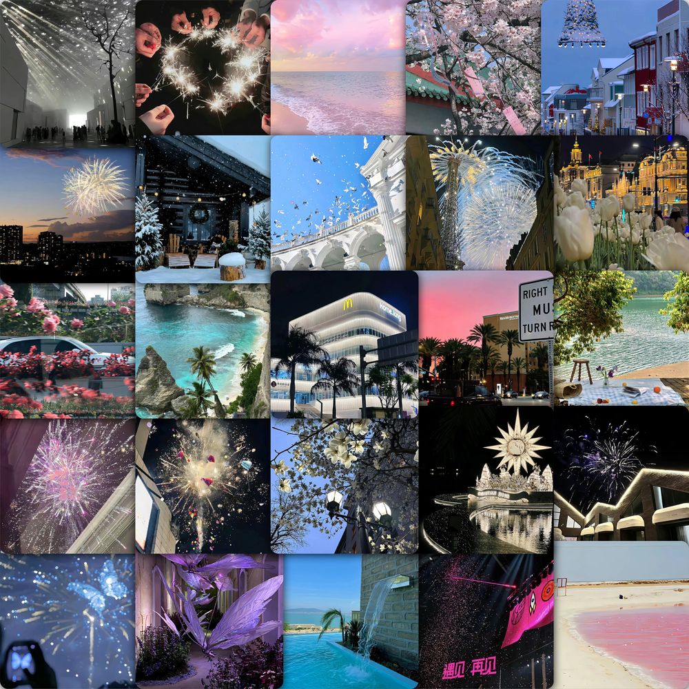 59张唯美景色贴纸高颜值英文单词学习装饰手机壳平板电脑防水贴画