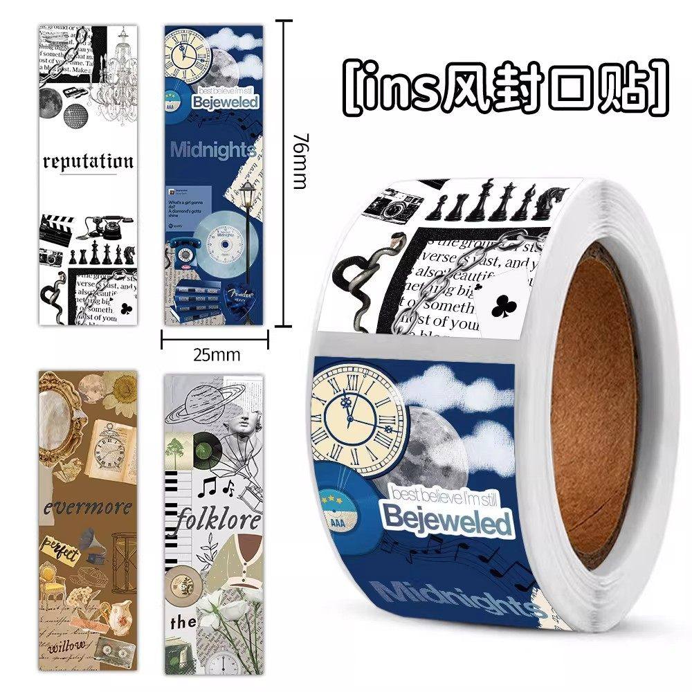 480贴ins风艺术封口贴纸文艺简约图案手机水杯行李箱装饰防水贴画