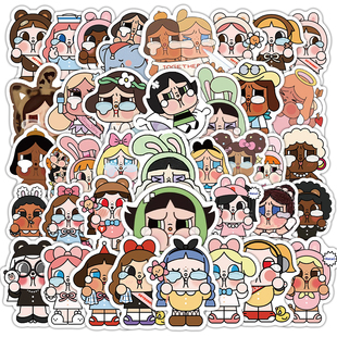 80张crybaby贴纸Q版 饰水杯防水贴画 可爱卡通小图案呆萌可爱女孩装