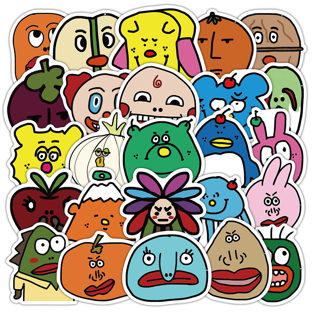60张丑东西贴纸卡通可爱涂鸦搞怪创意男孩儿童装饰行李箱防水贴画