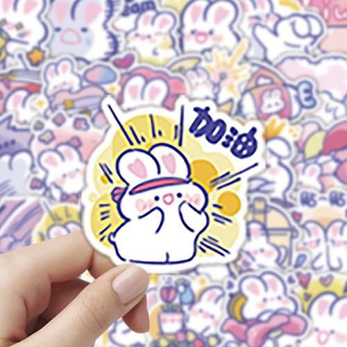 60张胡萝贝儿兔子卡通可爱软萌贴纸表情少女手机装饰防水贴画手账