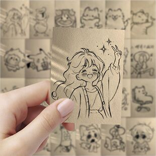 63张卡通简笔画贴纸简约美术生手绘装饰手机壳笔记本电脑防水贴画