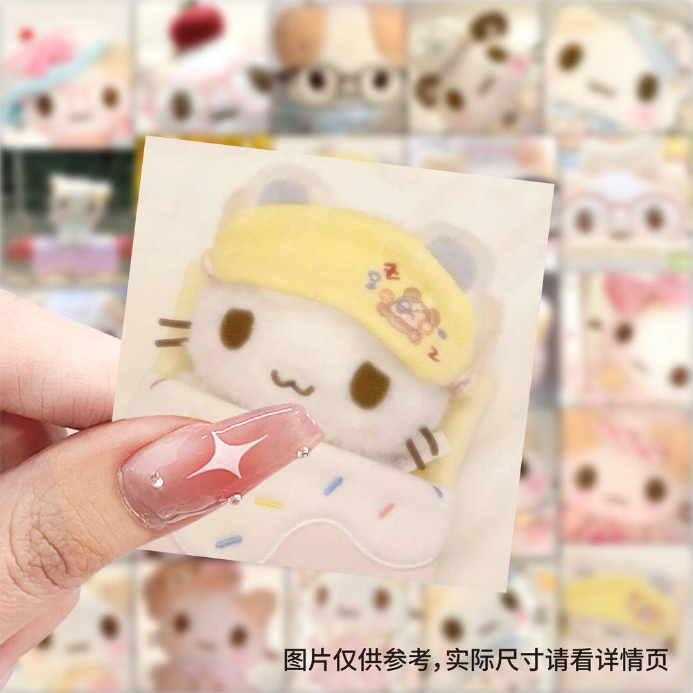 118张棉花糖猫贴纸可爱卡通猫咪Q版女孩儿童装饰水杯桌面防水贴画