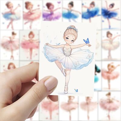 芭蕾小女孩贴纸Q版可爱漂亮小人舞蹈裙子创意插画贴图diy手机装饰