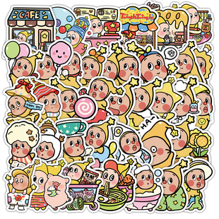 104张Q版 饰水杯手机壳防水贴画 星星人贴纸可爱卡通萌系女孩儿童装