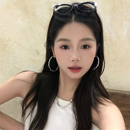 724STF不规则大圈圈耳环女韩国ins风个性气质时尚显瘦耳饰纹理