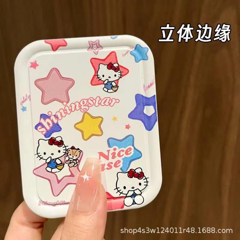新款小镜子化妆镜新中式便携折叠补妆镜梳一体套装上课口袋镜