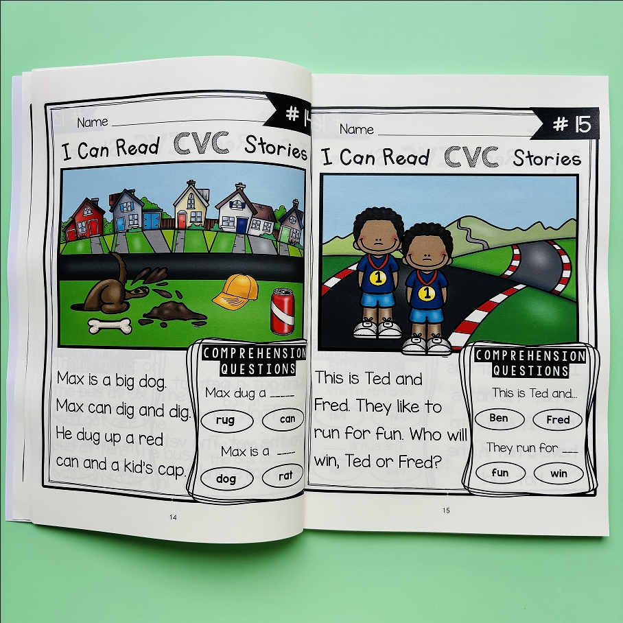 CVC Stories小学英语阅读理解故事小短文练习册作业纸