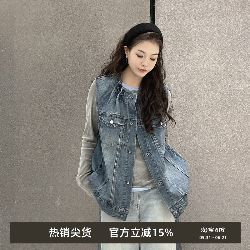 【商场同款】26春新品牛仔马甲复古中长女3512990