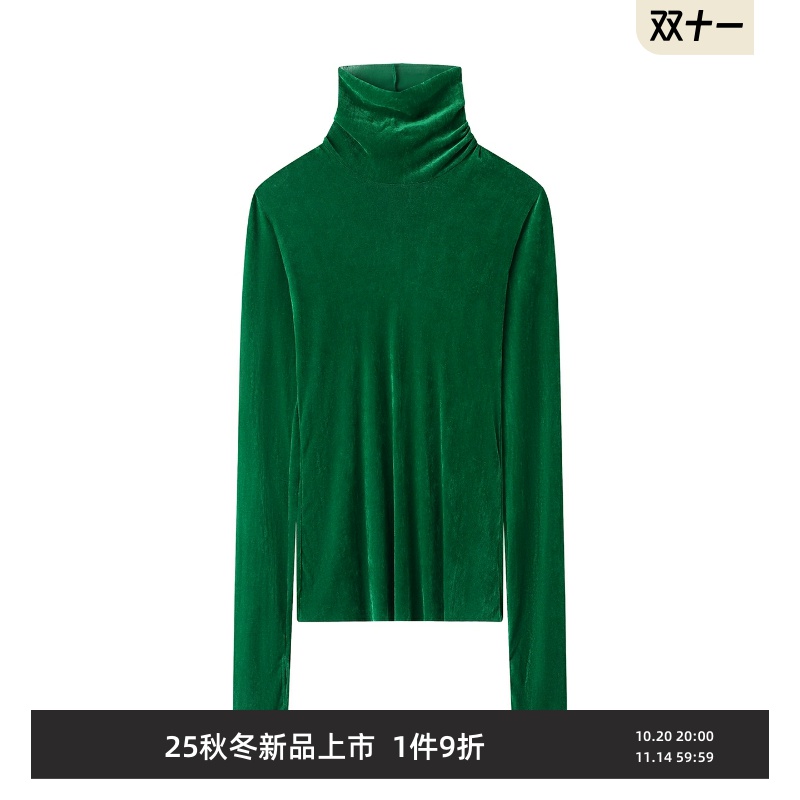 新品高领T恤植绒打底衫