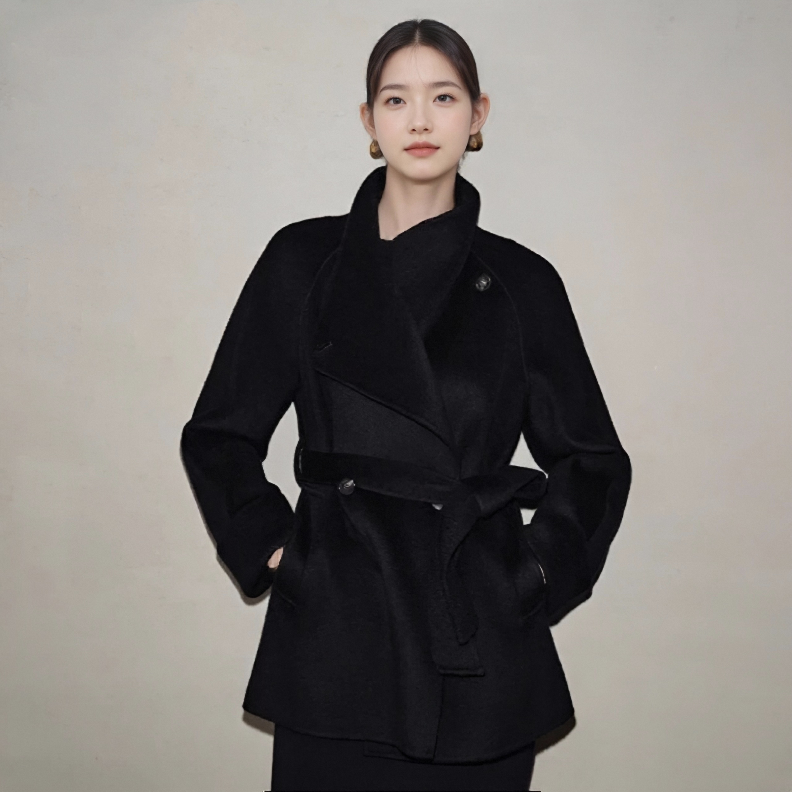 立领短款外套气质高级感大衣