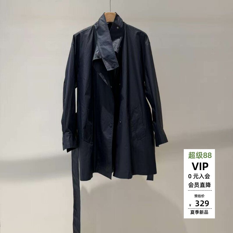 ariosea艾诺丝蕾官方旗舰店2026春款藏青中长款风衣外套女L371009