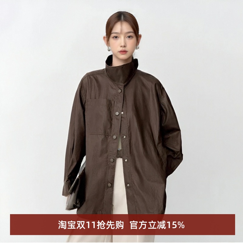 新款休闲宽松中长款风衣外套上衣