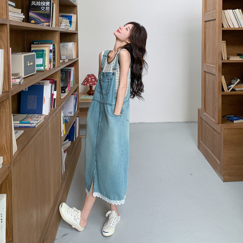 蕾丝拼接牛仔背带裙连衣裙女夏2025新款甜美多巴胺穿搭爆款巨好看,女装连衣裙,浙宝B馆111（原065）