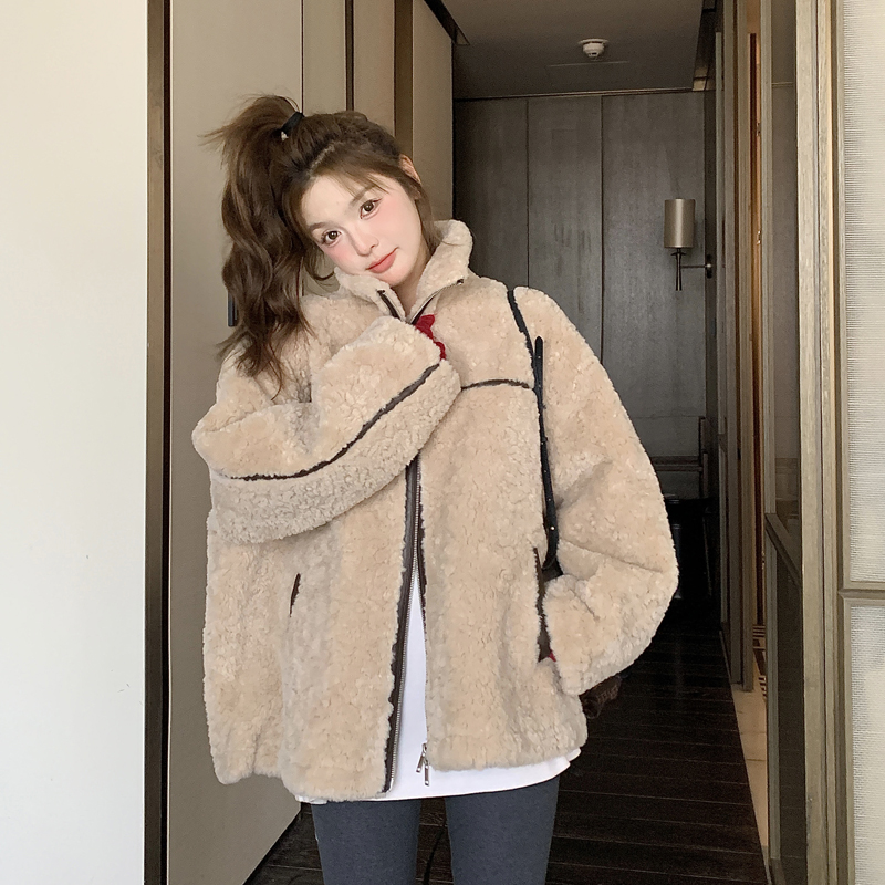 现货！！数据款主推！磨砂麂皮绒皮毛一体短外套1657-P215-K328，女装短外套，浙宝B馆111（原065）