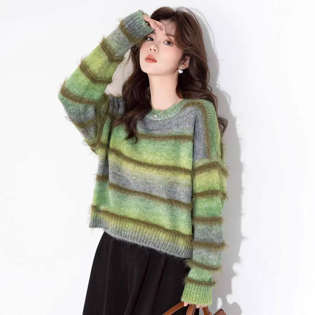 2025新款韩版时尚百搭圆领条毛衣