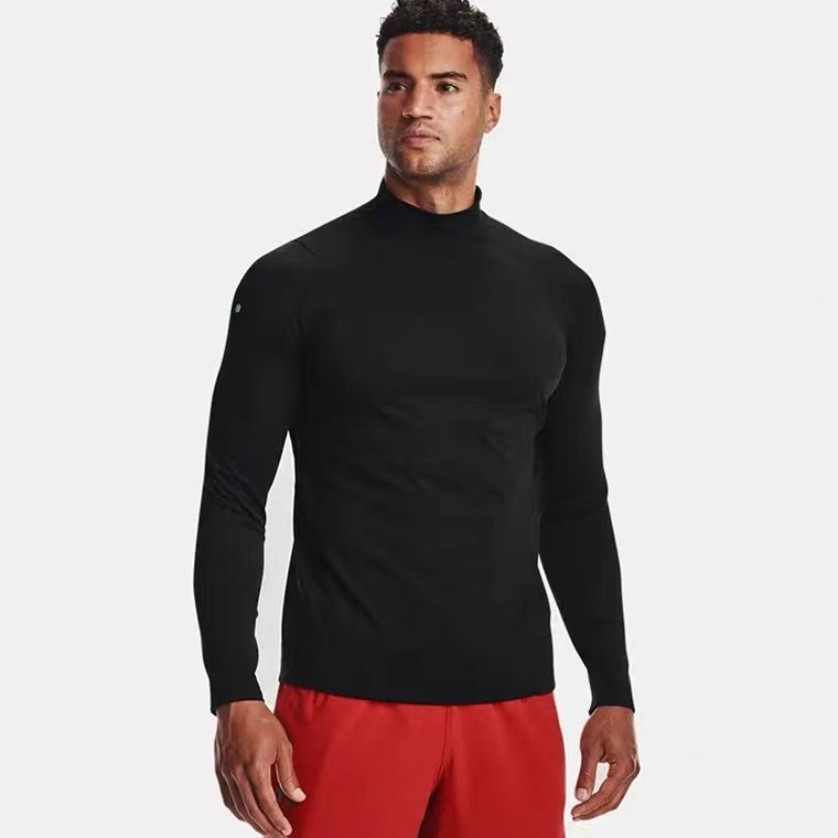 男子高领训练运动长袖T恤