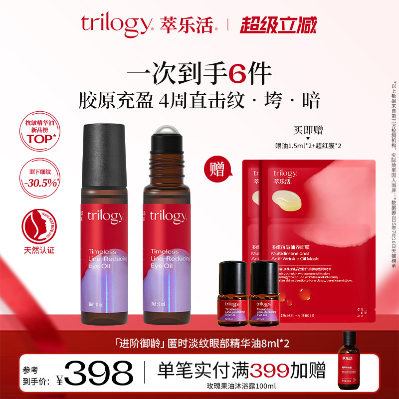 [紧致眼周]trilogy萃乐活匿时淡纹眼部滚珠精华油抗皱新西兰