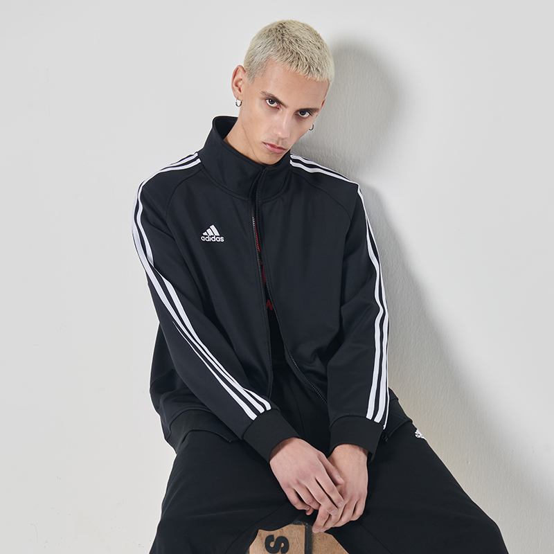 Adidas阿迪达斯男子运动休闲三条纹宽松立领夹克外套TR30JR-BW