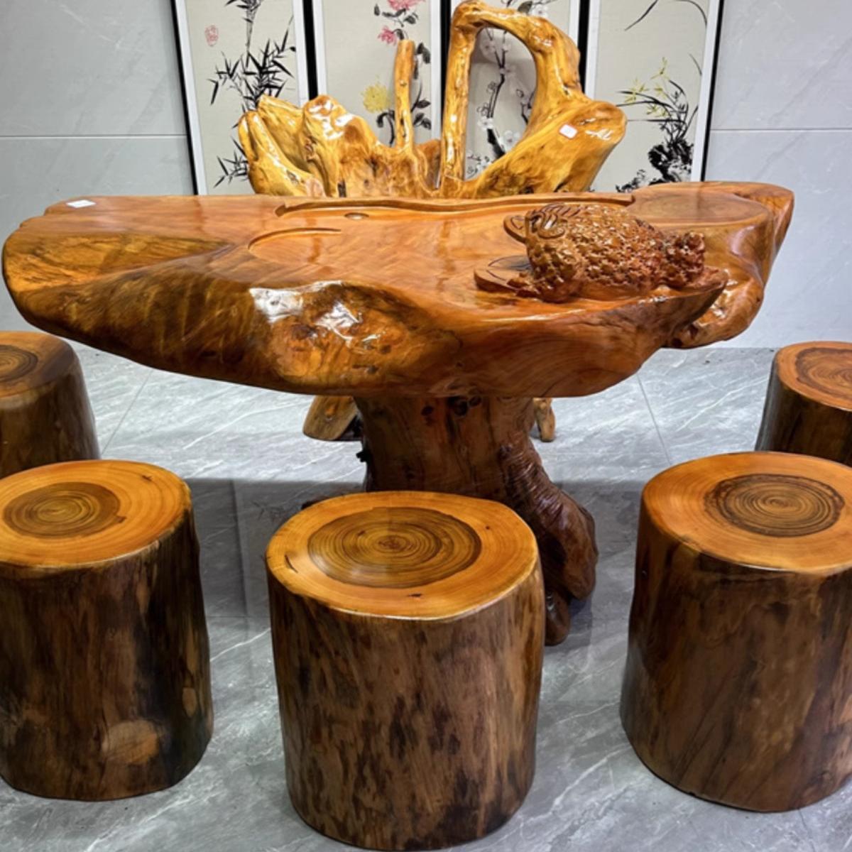 香樟木墩圆木墩树墩大板圆凳子