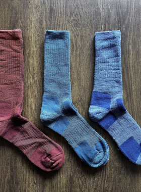 85美利奴羊毛袜大码男袜全毛圈加厚吸汗户外徒步露营爬雪山47码红