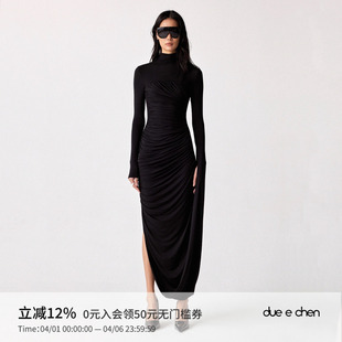 DUE 陈都灵林允同款 针织连衣裙 Pleated Dress褶皱连袖 CHEN