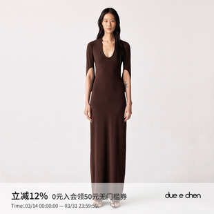 neck 四季 可穿 ｜ CHEN 针织连衣裙 DUE U领连袖