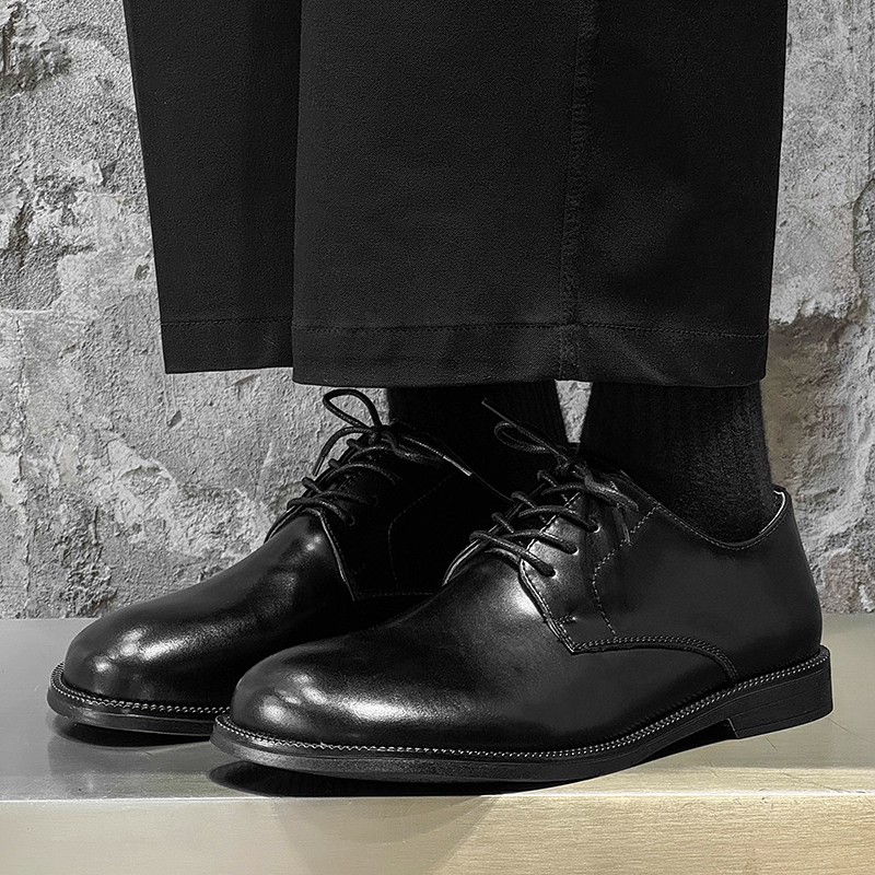 漆皮亮面商务百搭德比鞋子
