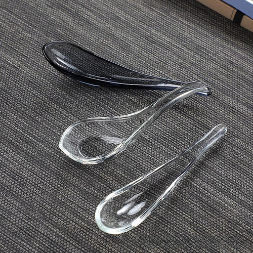耐高温玻璃勺茶勺沙拉勺多款可选茶艺茶道高级灰小勺透黑平底勺