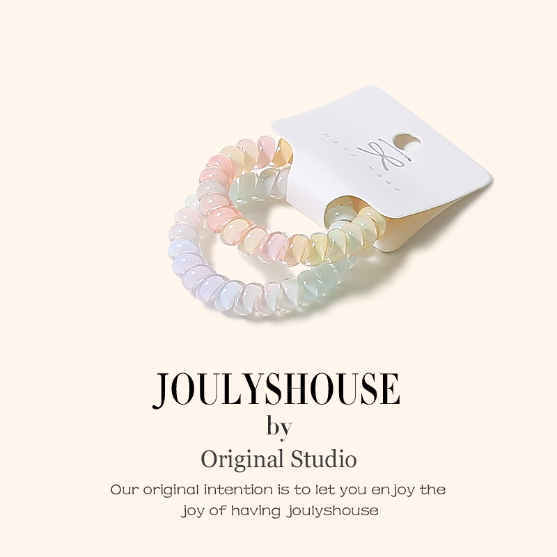 小清新ins新款果冻色发圈少女心扎发网红无痕亮面电话线发圈头绳