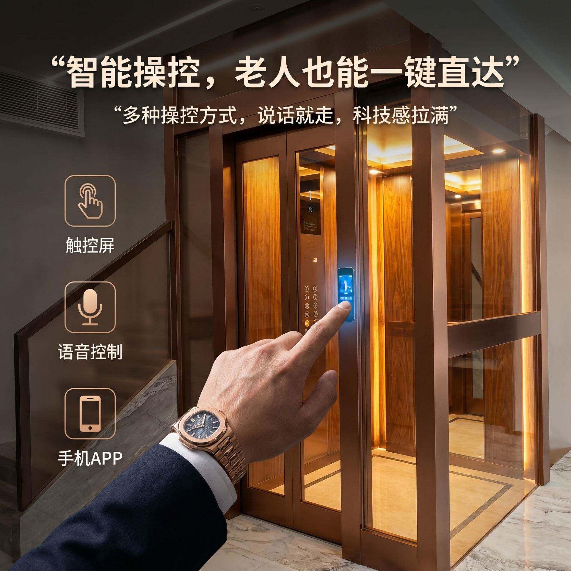 家用电梯别墅电梯自建房二三四五层小型液压曳引无机房家用电梯