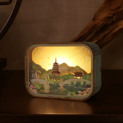 西湖文创小夜灯杭州旅游纪念品木质摆件特色伴睡灯景区礼物送女生
