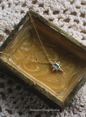 迷你日系简约天空蓝锆石锁骨链