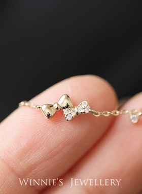 闪钻迷你俏皮蝴蝶结精致日常手链