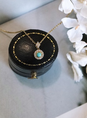 小巧绿松石吊坠纯银项链锁骨链女