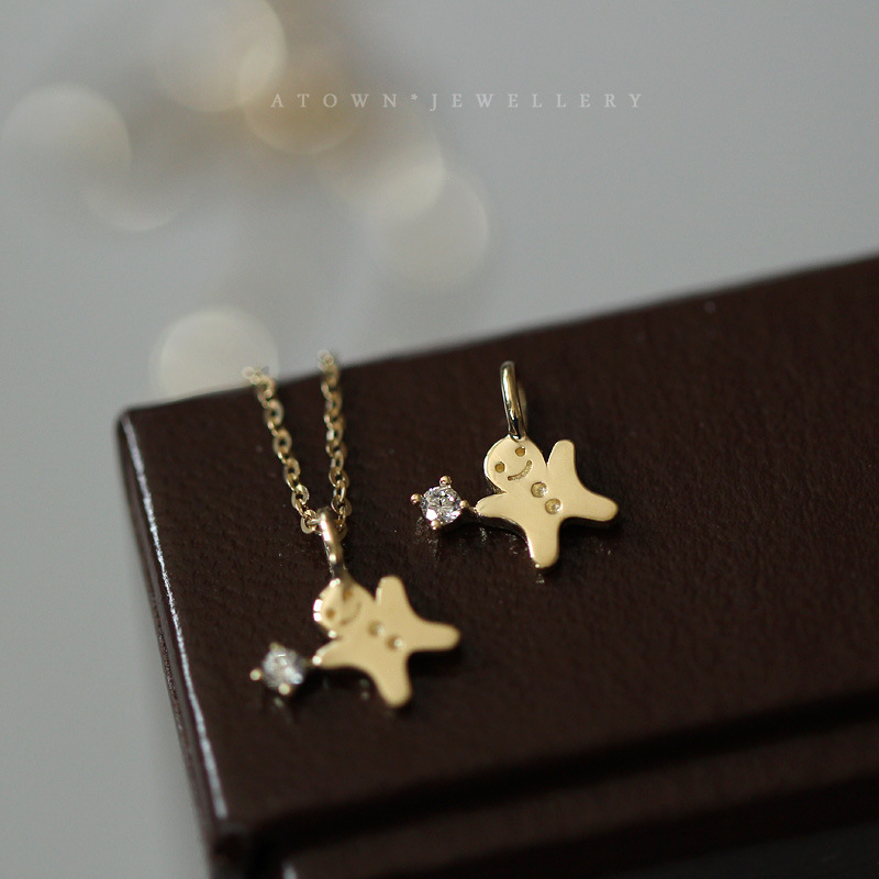 可爱姜饼人造型童话风锁骨项链女