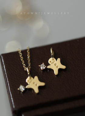 可爱姜饼人造型童话风锁骨项链女