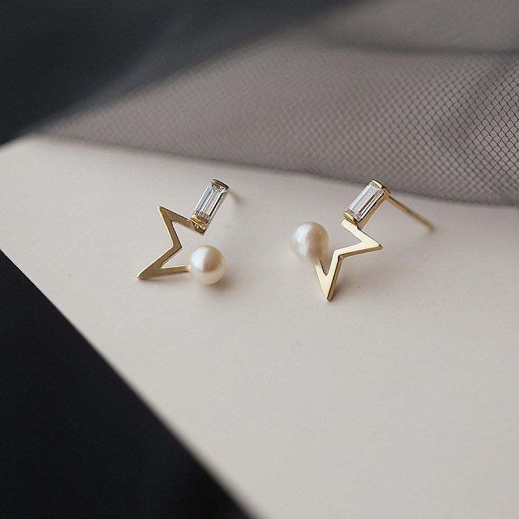 ROMANTIC925纯银镀金五角星耳钉女小巧精致精美百搭珍珠闪钻耳饰,饰品/流行首饰/时尚饰品新,银饰耳饰,淘宝优惠券,粉丝福利购,淘宝优惠卷